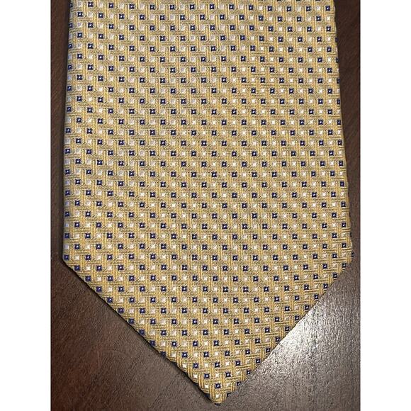 Beau Brummel Gold Blue Hand Made 100% Silk Men’s Neck Tie Made In China - Picture 1 of 9